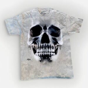The Mountain Big Face Skull Light Green Tie Dye Large